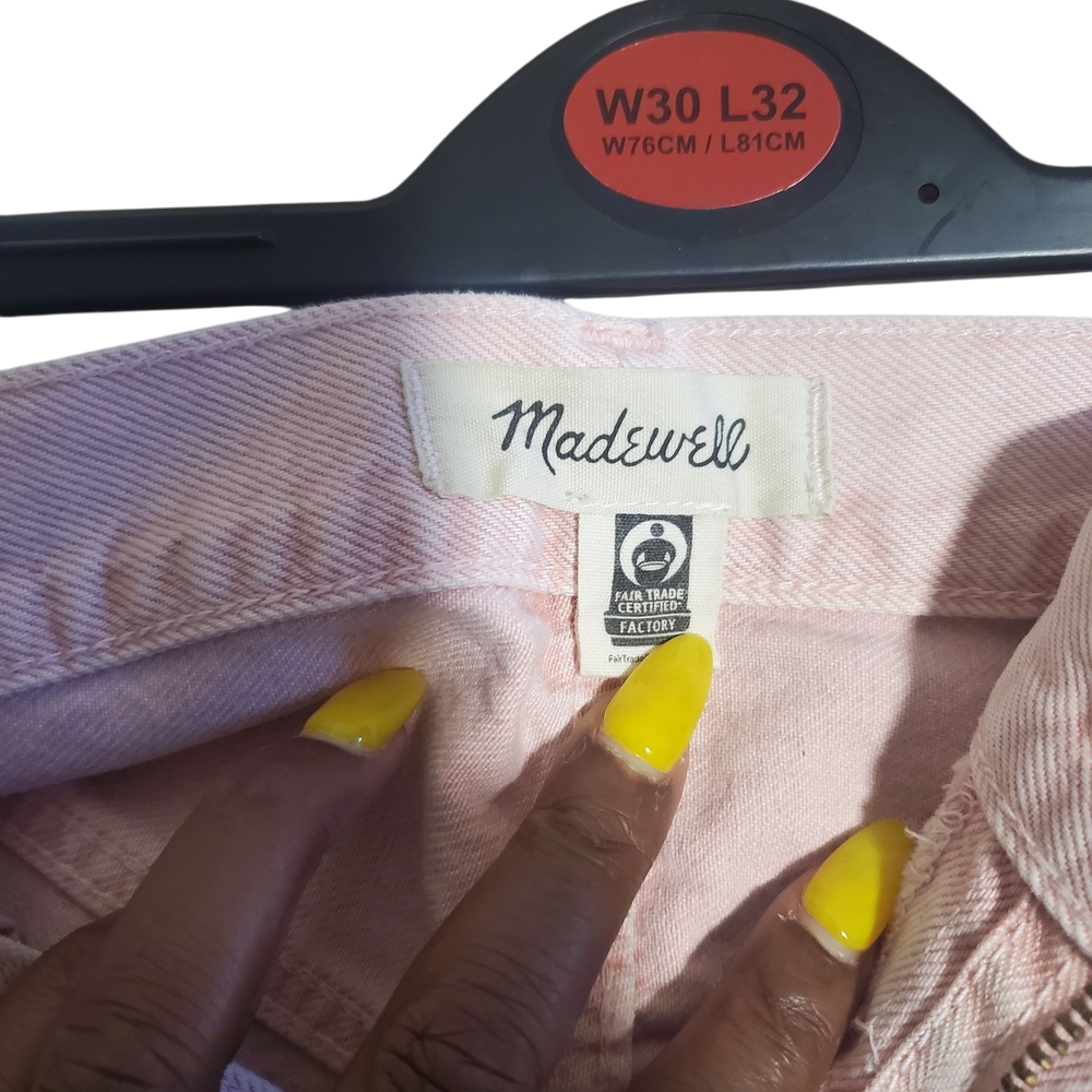 Madewell Pink Women's High Rise Cropped Wide Leg Jeans Unfinished Hem Size 32 - Picture 7 of 11